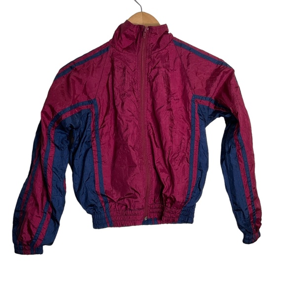 Vintage Vertical Active Windbreaker Jacket Size Medium 10-12 - Picture 1 of 8